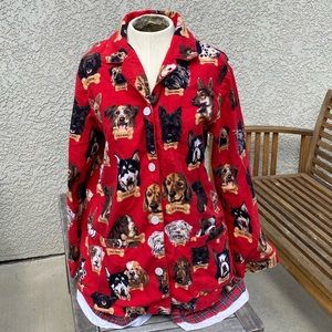 Dog flannel pajamas long sleeve & shorts cozy set